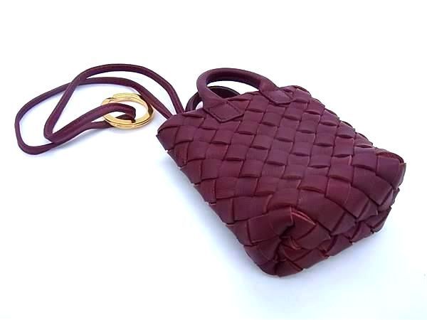 Bottega Veneta Intrecciato Leather Key Holder Bag Charm Bordeaux Fa4089
