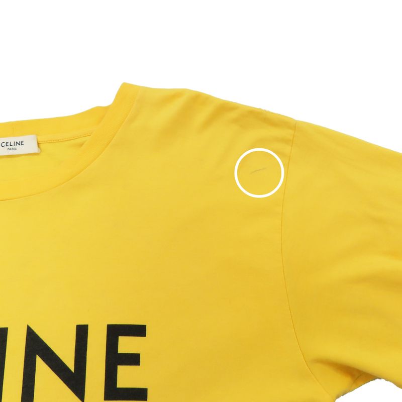 Celine Logo Print Loose Fit T-shirt Short Sleeve Yellow Women's S