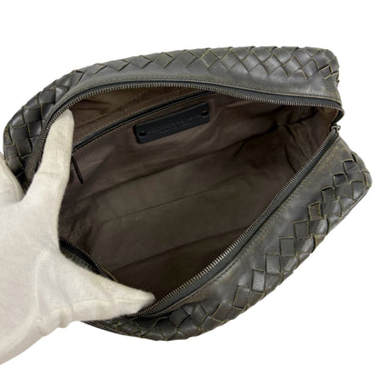 Bottega Veneta Clutch Bag Second Bag Intrecciato Leather Light Gray