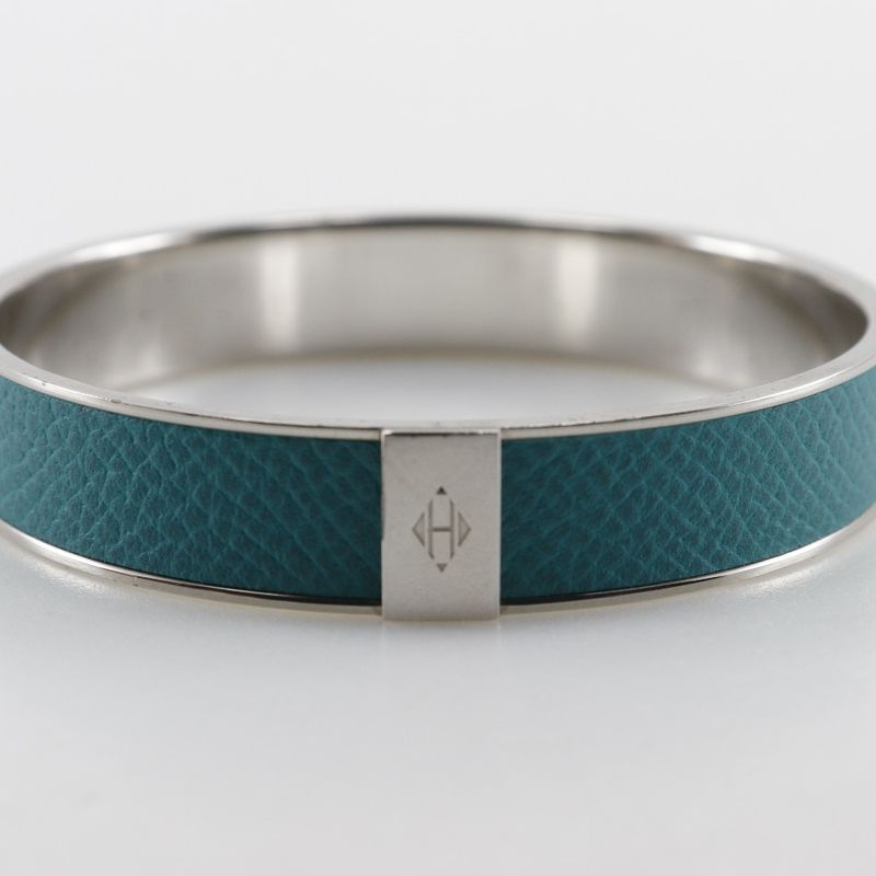Hermes Kawaii Metal And Vaux Epson Blue Paon Silver/blue Ladies 27.3g Bangle
