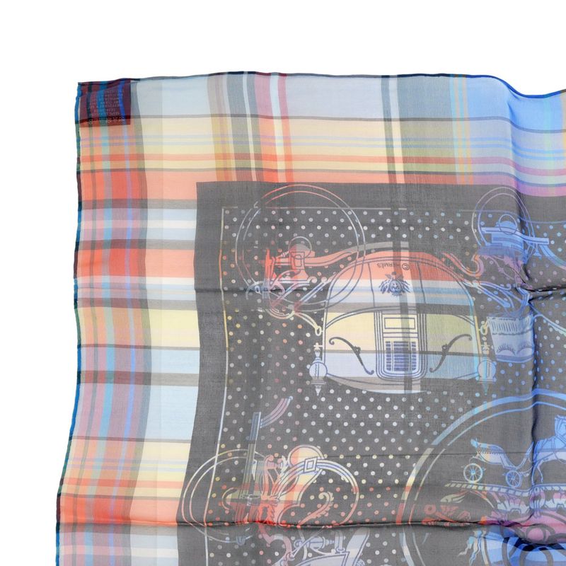 Hermes Carre 55 Scarf Madras Exlibris Bandana Silk Multicolor Accessory