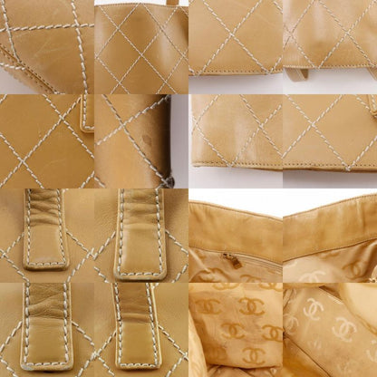 Chanel Wild Stitch Calf Beige Women's Tote Bag