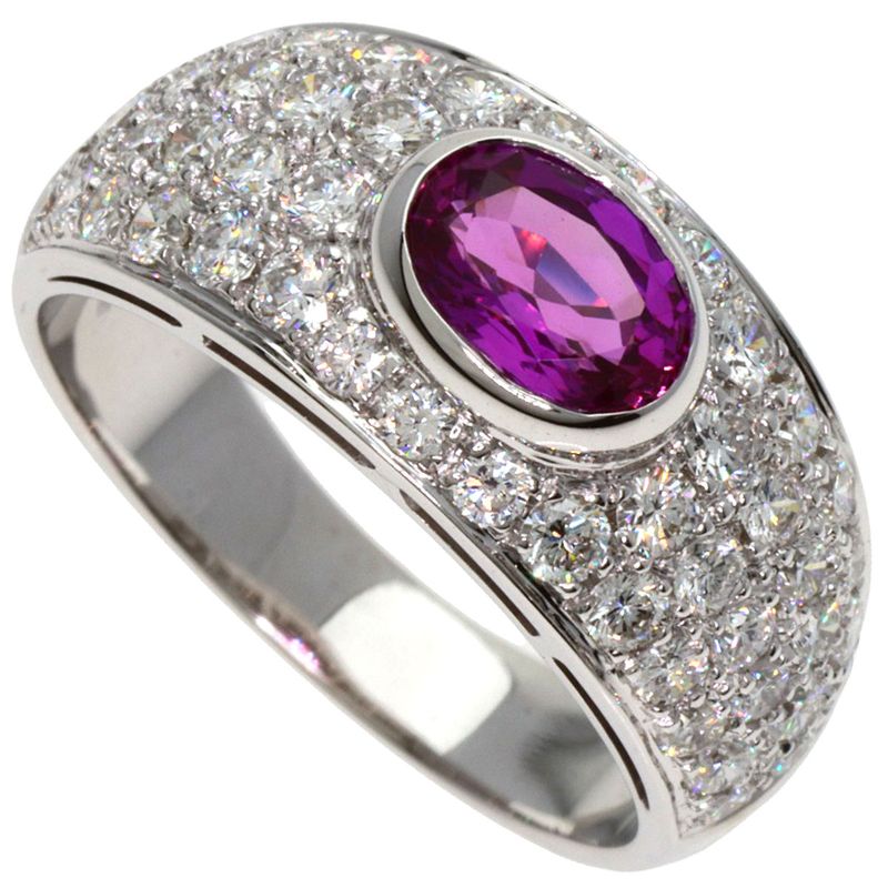 Bvlgari Bulgari Pink Sapphire Pavé Diamond Ring And Ring 18K White Gold Ladies