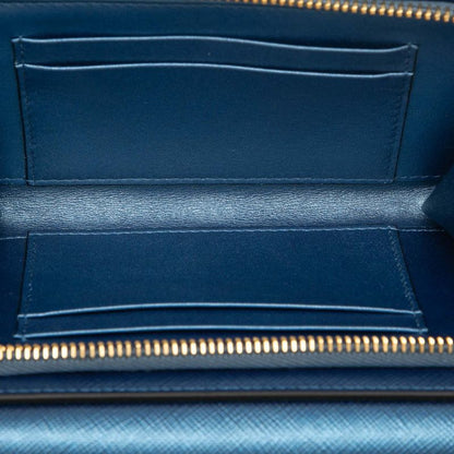 Prada Logo Chain Wallet Shoulder Bag 1dh048 Blue Saffiano Leather Women Prada