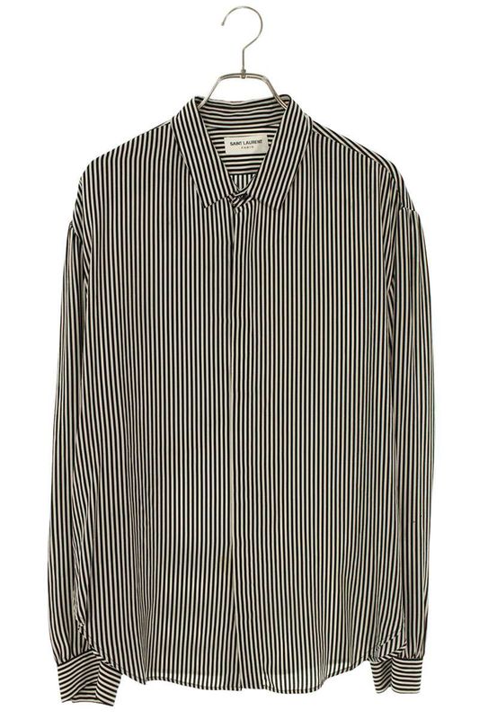 Saint Laurent Paris 680495 Y2e11 Striped Silk Long Sleeve Shirt Men 38