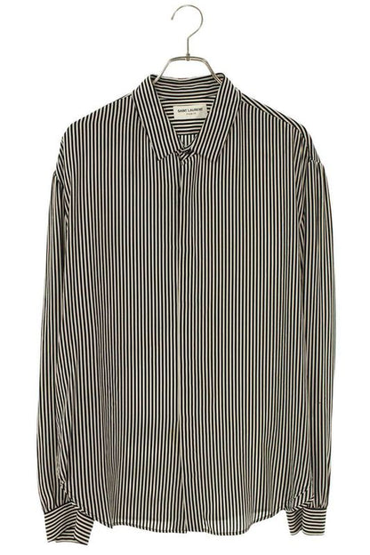 Saint Laurent Paris 680495 Y2e11 Striped Silk Long Sleeve Shirt Men 38