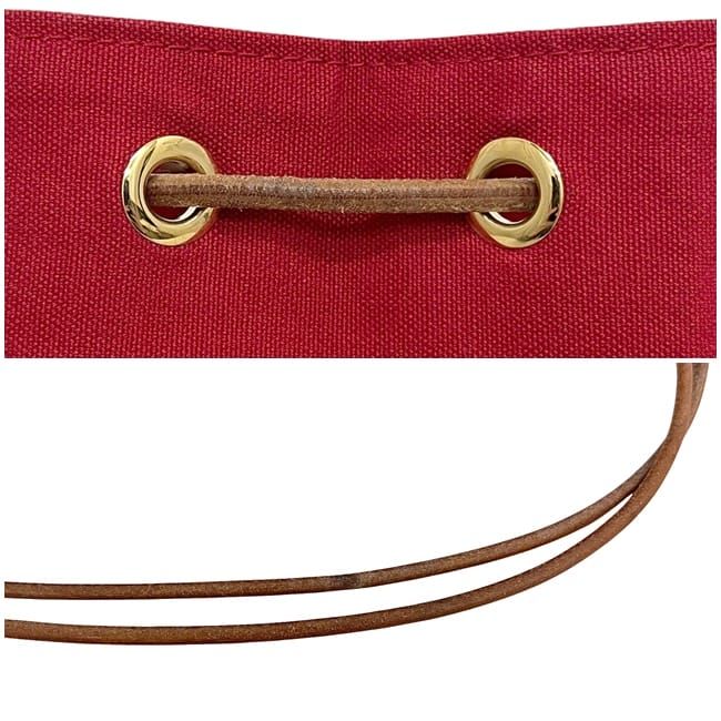 Hermes Drawstring Backpack Porochon Mimir PM Red Cotton Preowned