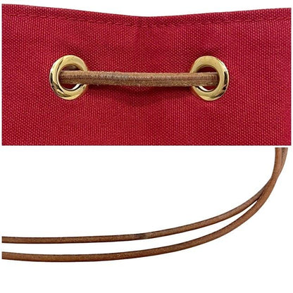 Hermes Drawstring Backpack Porochon Mimir PM Red Cotton Preowned