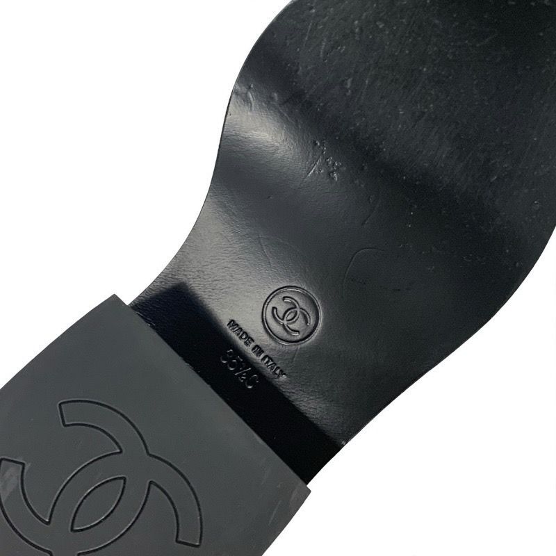 Chanel Loafers Leather Shoes Patent Fabric White Black Here Mark Lace Up Shoes