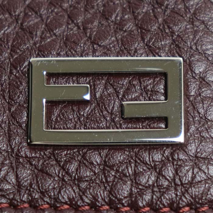 Fendi FF Logo Compact Wallet Trifold Wallet Bordeaux 7m0280 Ladies Preowned