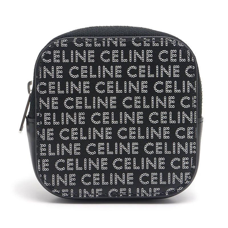 Celine Square Purse Leather Black Logo Total Logo Coin Purse Polar