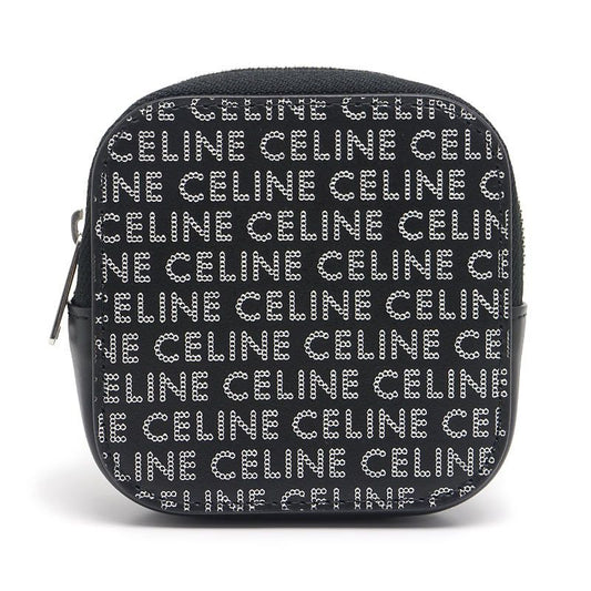 Celine Square Purse Leather Black Logo Total Logo Coin Purse Polar
