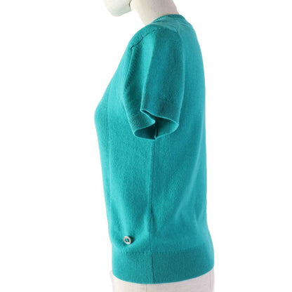Hermes 2024 100% Cashmere Short Sleeves Short-sleeved Knit Green Tone 36 Made