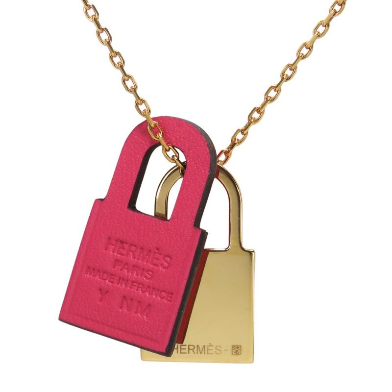 Hermes Necklace Eau Kelly PM Metal Swift Pink Gold Rose Mexico Cadenas Pendant