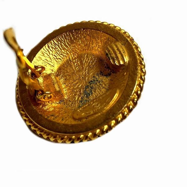 Chanel Faux Pearl Rhinestone Gold Branded Accessories Earrings Ladies