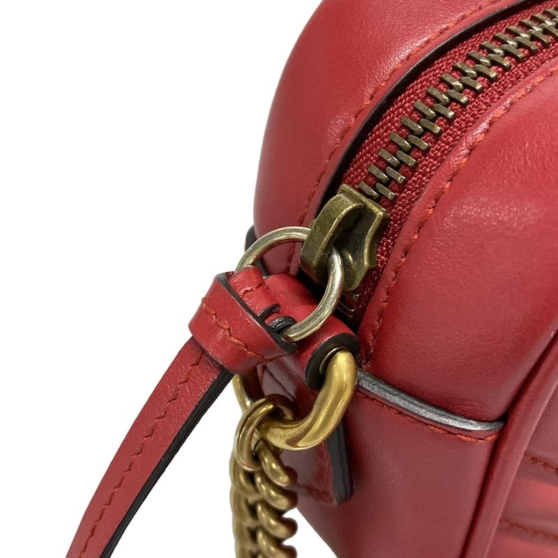 Gucci Shoulder Bag GG Marmont 448065 Red Chain Shoulder Leather