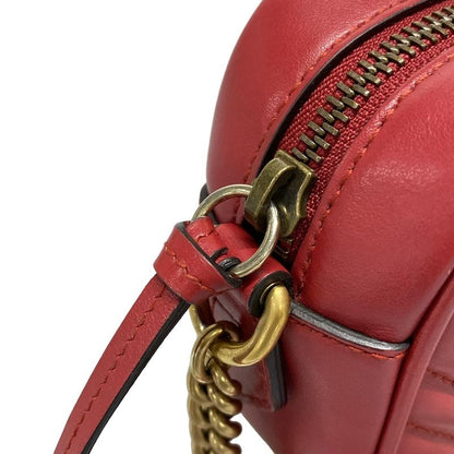 Gucci Shoulder Bag GG Marmont 448065 Red Chain Shoulder Leather