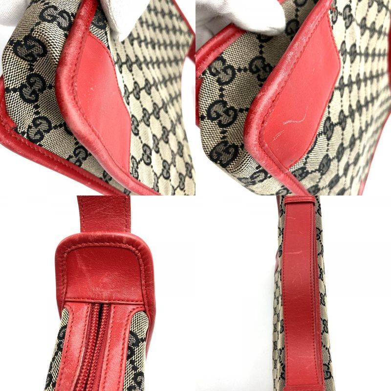 Gucci 001 4205 Shoulder Bag Brown/red GG Canvas/leather Ladies Fashion Brand