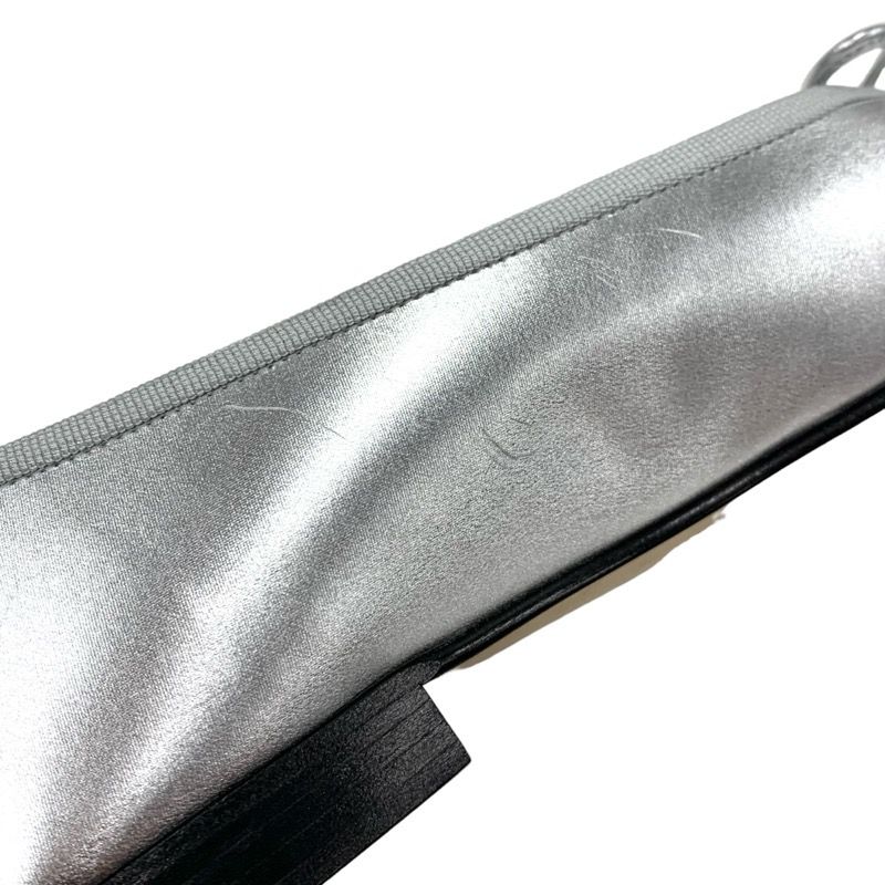 Chanel Flat Shoes Leather Fabric Silver Black Ballet Shoes Ballerina Coco Mark