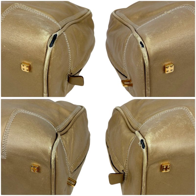 Loewe Amazona 36 Handbag Mini Boston Bag Anagram Logo Stitching Gold Nappaleathe