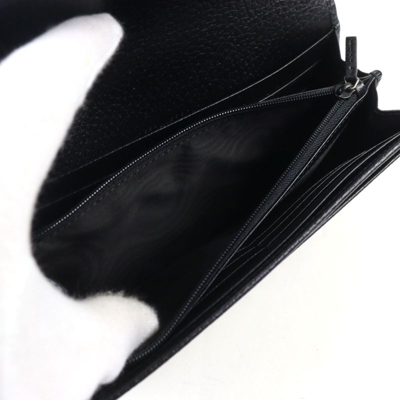 Gucci 615524 Leather Interlocking G Grained Accordion Closure Long Wallet With