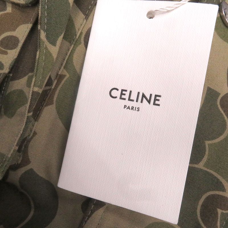Celine 22SS 2w565060o 100% Cotton Camouflage Hooded Military Vest Khaki 50 Made