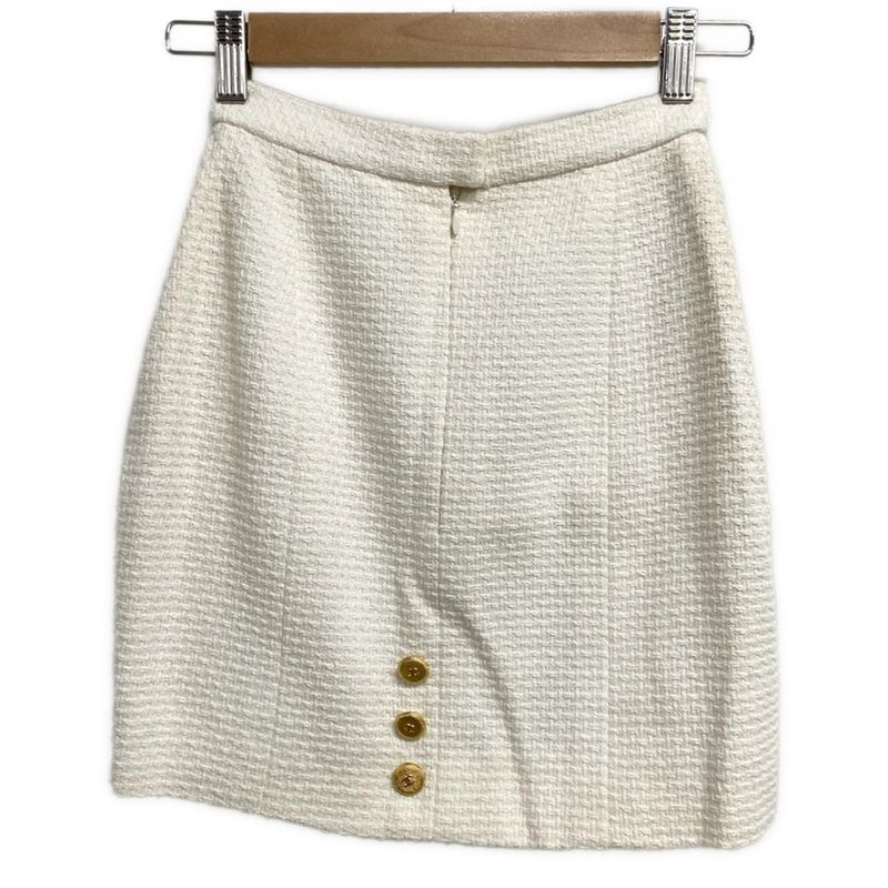 Chanel Miniskirt Size 34 S Women - Po6225 Ivory Coco Mark Button