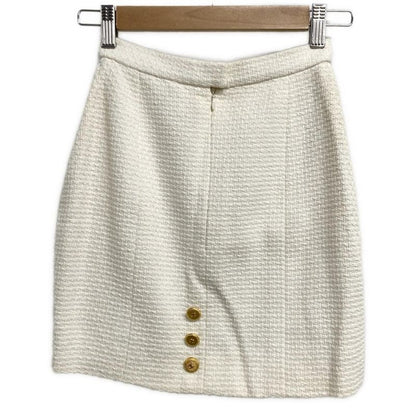 Chanel Miniskirt Size 34 S Women - Po6225 Ivory Coco Mark Button