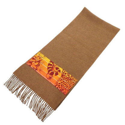 Hermes Cashmere Brown Orange Scarf 0695 Hermes