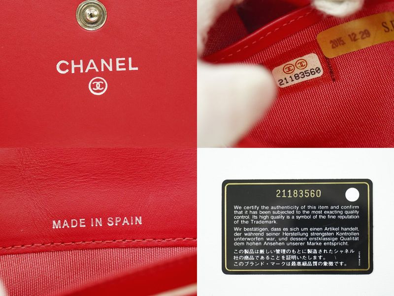 Authentic Chanel Coco Mark Matelasse Long Wallet Patent Leather Red Matelasse