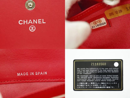 Authentic Chanel Coco Mark Matelasse Long Wallet Patent Leather Red Matelasse