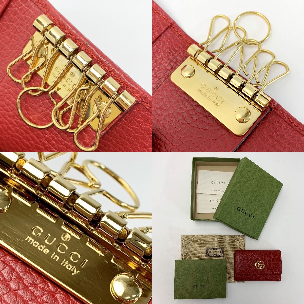 Gucci Petitmarmont Leather 456118 Red Key Case Key Holder