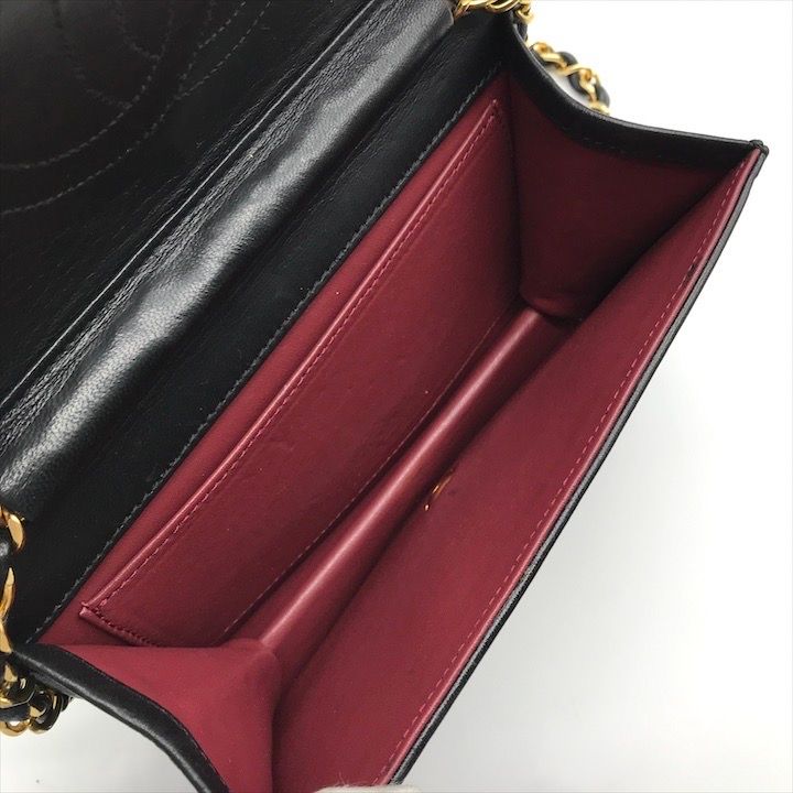 Chanel Quilted Lambskin CC Logo Push Lock Shoulder Bag Black