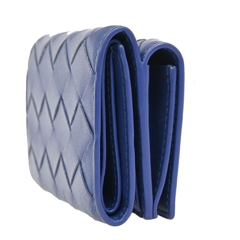 Bottega Veneta Trifold Wallet Intrecciato Blue Leather 35ka812