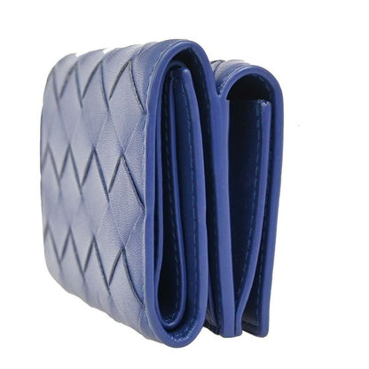 Bottega Veneta Trifold Wallet Intrecciato Blue Leather 35ka812