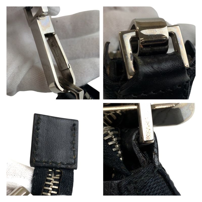 Gucci Black Silver Hardware GG Canvas 000 0602 Shoulder Bag Shoulder Women