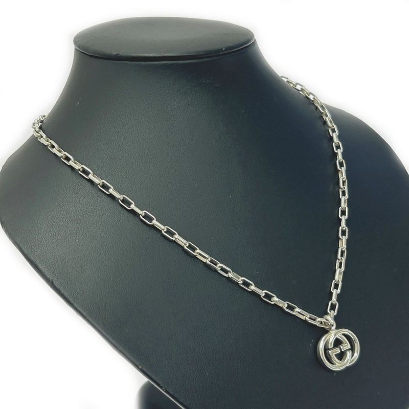 Gucci Silver Interlocking G Necklace 22.6g 925 Engraved 365424 Necklace