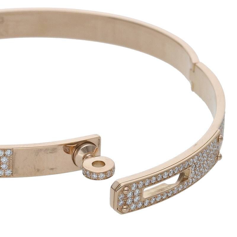 Hermes Kelly PM 18K Full Pave Diamond Bracelet Men's LG