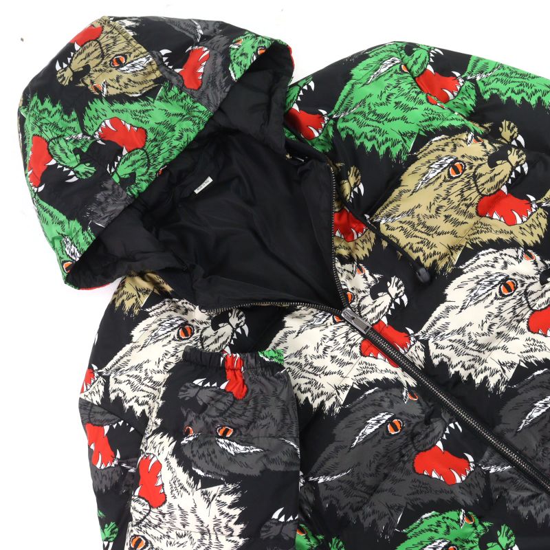 Gucci 526428 Panther DOWN Jacket Angry Panther Hooded Double Zip Down Jacket