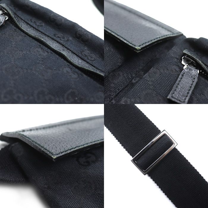 Gucci GG Canvas Belt Bag Waist Bag Black 28566 Body Bag Men's Preowned