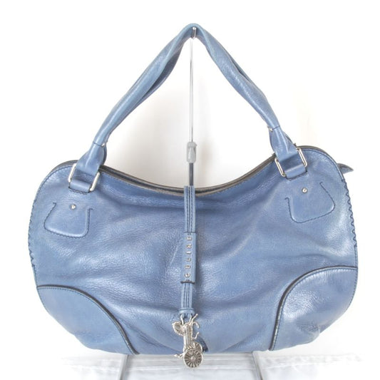 Celine Bittersweet Handbag Leather Blue Stylish Shape Carriage Hardware