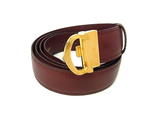 Cartier Must Line Leather Gold Hardware Belt Size 110 43 Men's Brown