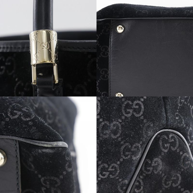 Gucci GG Sherry Line 162160 Suede Black Unisex Tote Bag