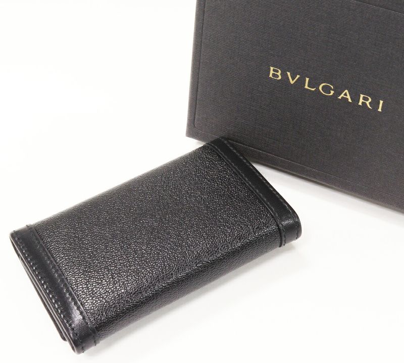 Bulgari 6-ribbon Key Case Doppio Tondo Calf Black 26867