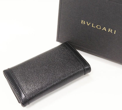 Bulgari 6-ribbon Key Case Doppio Tondo Calf Black 26867