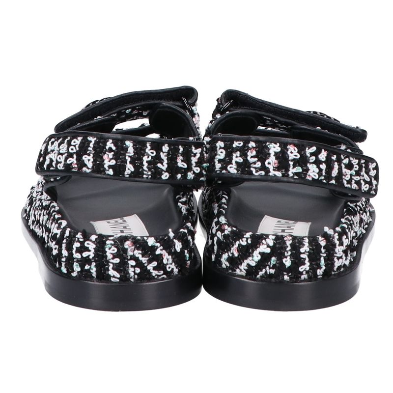 Chanel G35927 Coco Mark Tweed/leather Flats 36C