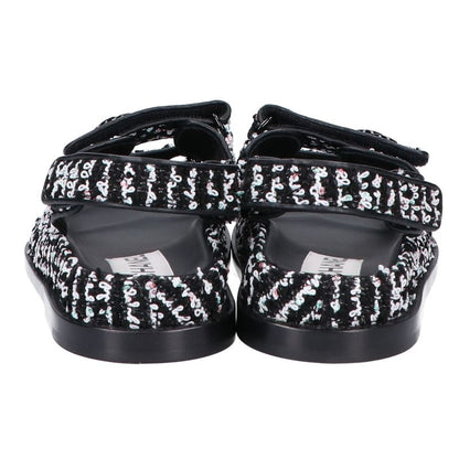 Chanel G35927 Coco Mark Tweed/leather Flats 36C