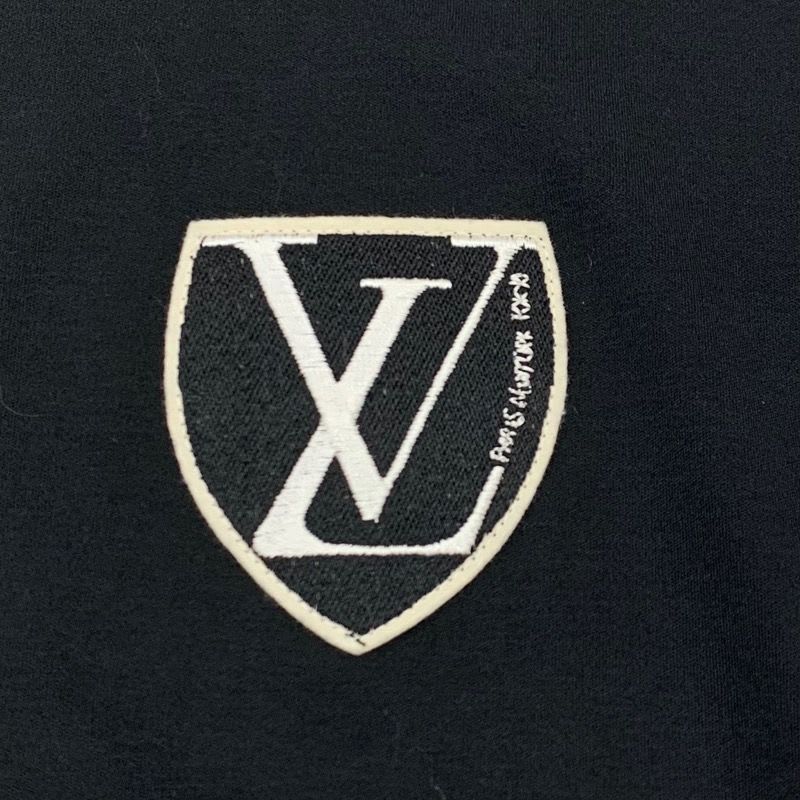 Louis Vuitton Dress Cotton Black Logo Patch Short Sleeve