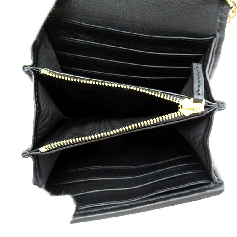 Gucci Blondi Chain Wallet 725219 Leather Women's Shoulder Bag Black Excellent
