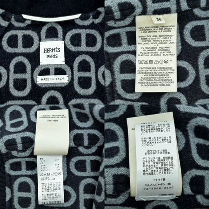 Hermes Reversible Zip Up Blouson Jacket Chaine D'ancre 36 Black